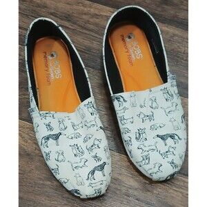 Skechers Bobs For Dogs Black White Women's Slip On Flat Shoes 11 Memory Foam